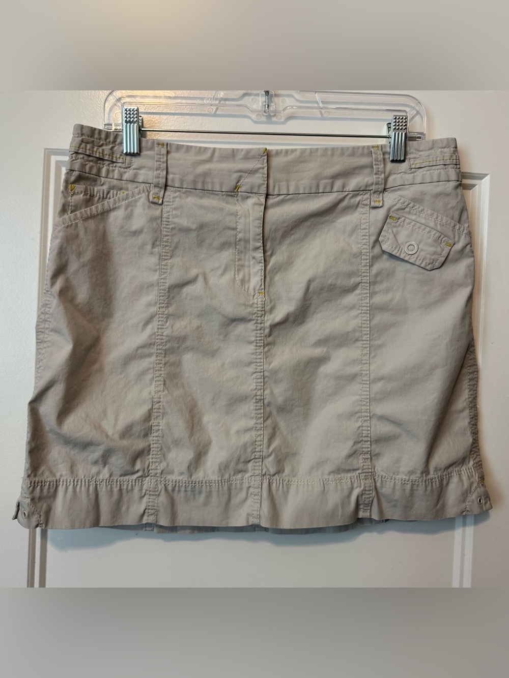 Ann Taylor LOFT Khaki Utility Cargo Skirt Size 8 Mini Casual Safari Gorpcore